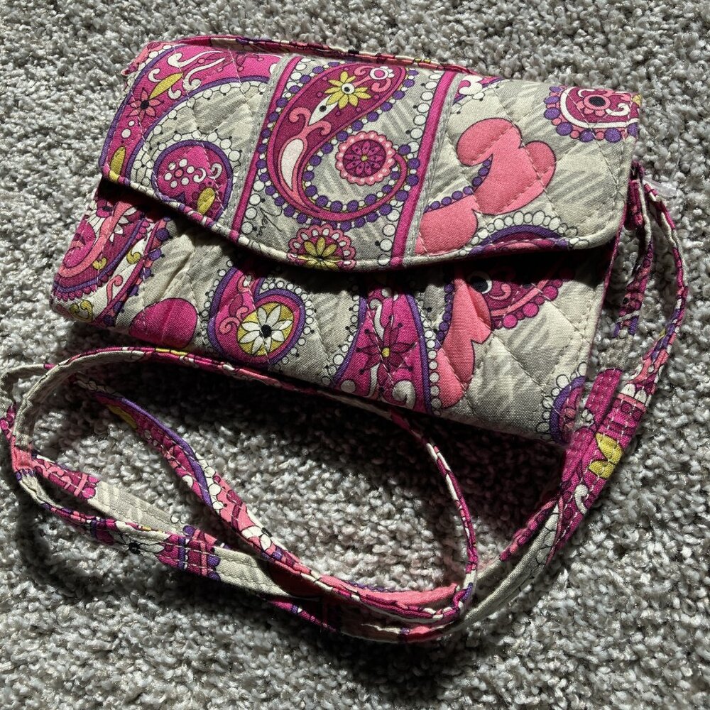 Vera Bradley Paisley Meets Plaid Organizer Wallet, Detachable Crossbody Strap
